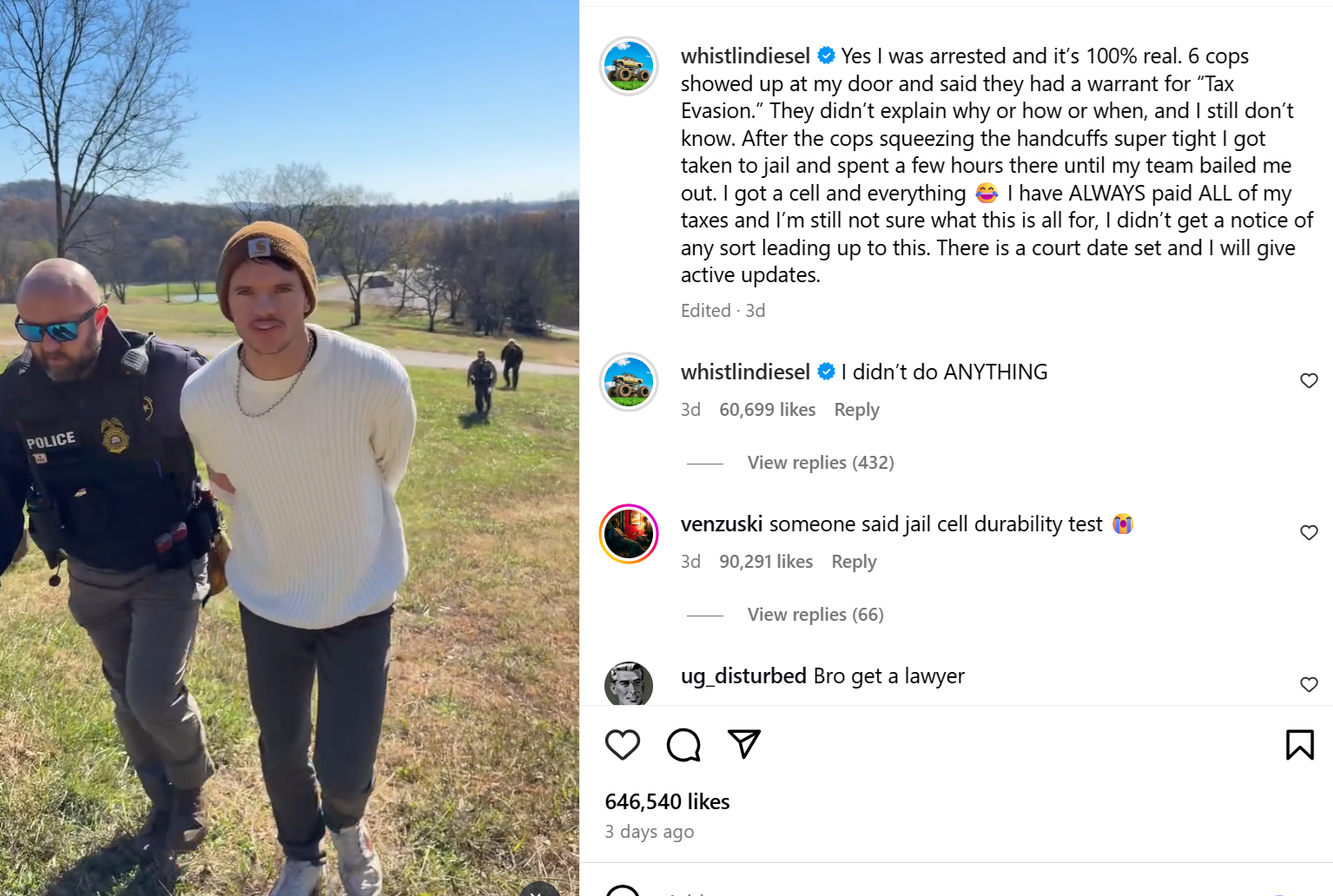YouTuber WhistlinDiesel Arrested for Felony Tax Evasion - CPA Practice