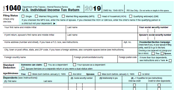 2019 IRS Form 1040