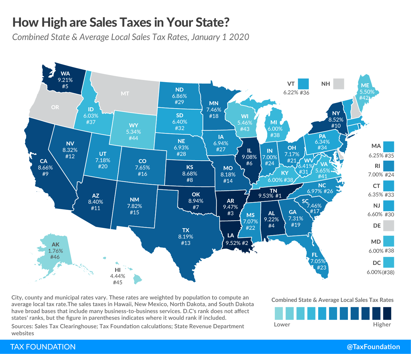 Sales Tax Rates Jan 2020 Tax Foundation