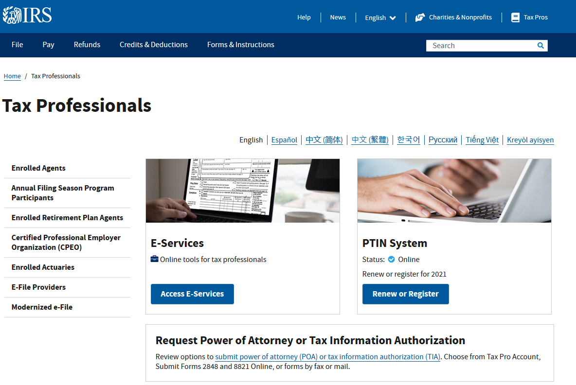 IRS Online Services Account