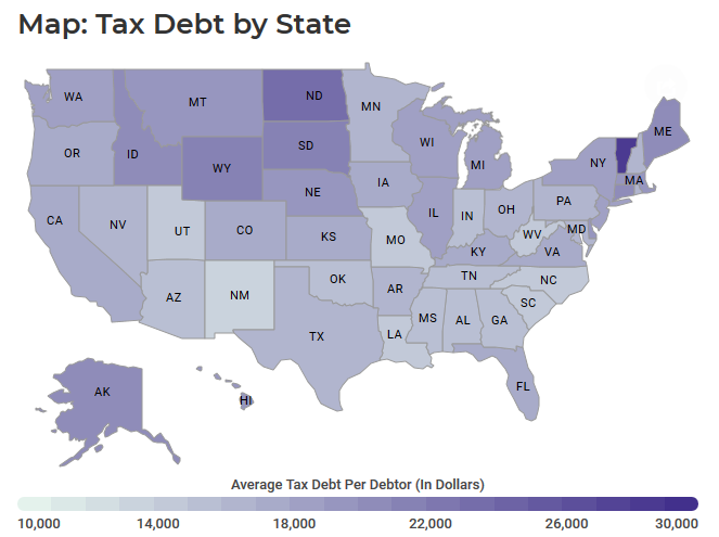 LendEDU Tax Debt by State 2019
